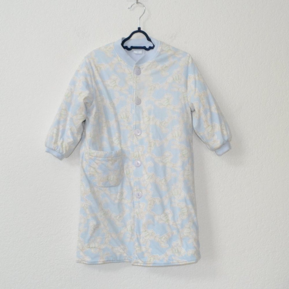 COPY - Absorba Paris Light Blue Bunnies Buttoned Robe Size 4